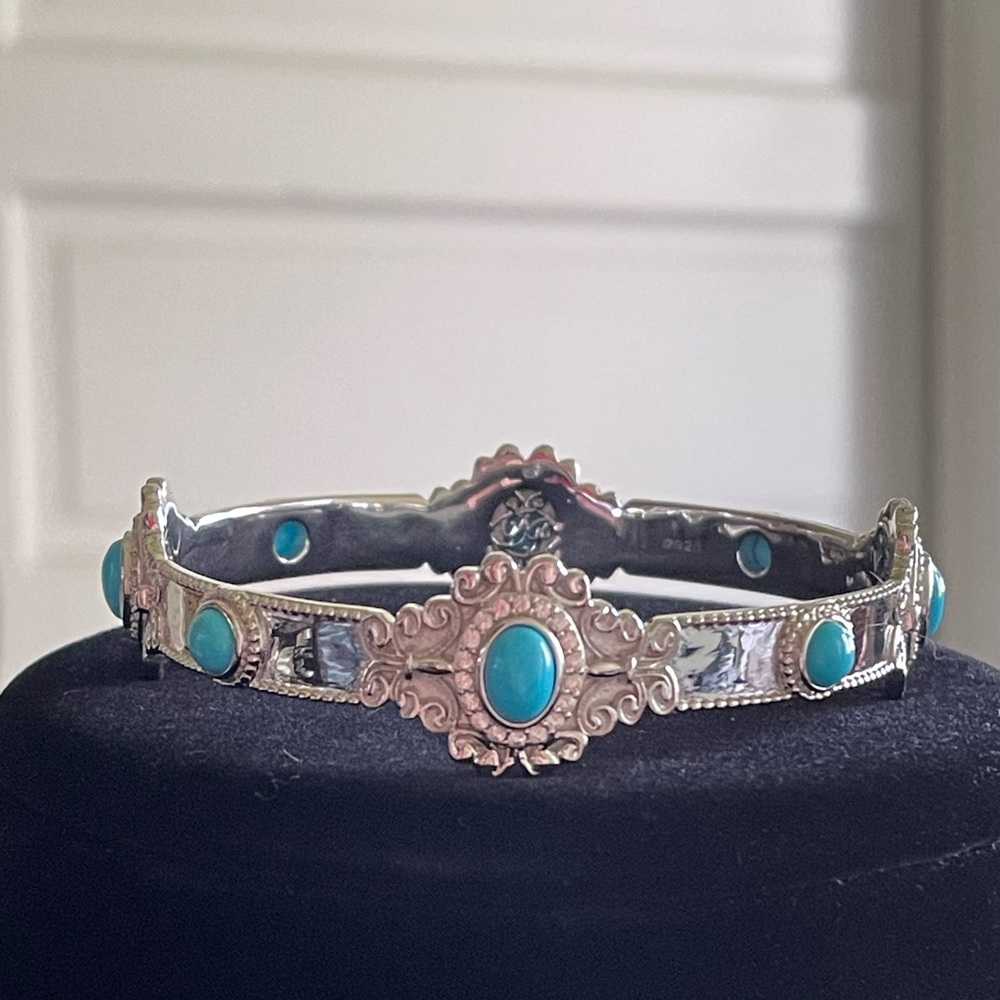 Dallas Prince Sterling Silver Sleeping Beauty Turquoise Bangle Bracelet